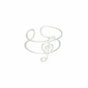 Handcrafted Sterling Silver Over Copper Thailand Treble Clef Music Ring